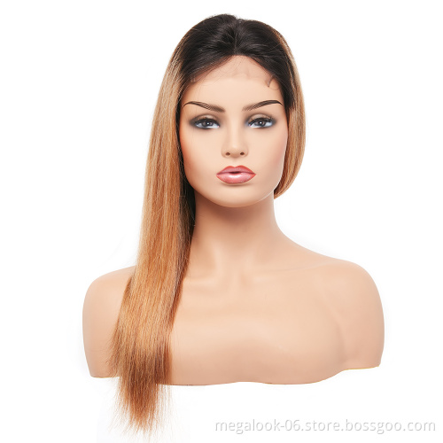 MegaLook Wholesale Virgin Hair Vendors 1B 27 Color Brazilian Human Remy Hair Lace Front Wigs
